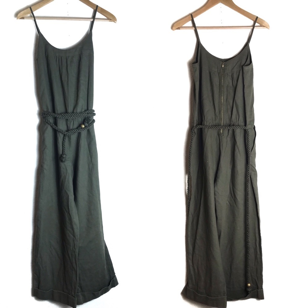 Julie Dillon Military Green Jumpsuit  2 Spaghetti Straps Belted